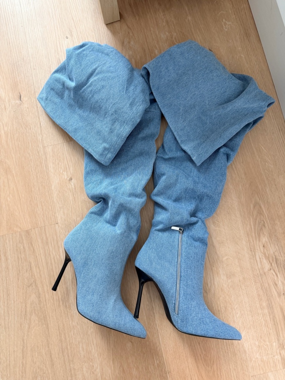 ZARA DENIM OVER-THE-KNEE BOOTS